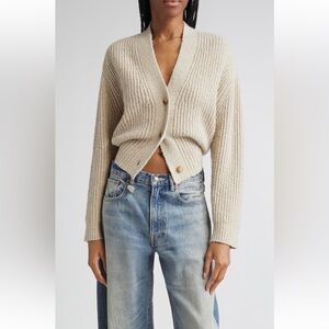 NWT R13 Split Hem Wool Blend Cardigan Sz Medium in OATMEAL TWEED